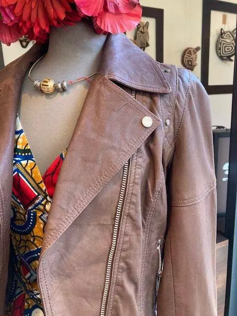 Leather Jacket Brown Women's Fashion Cassare