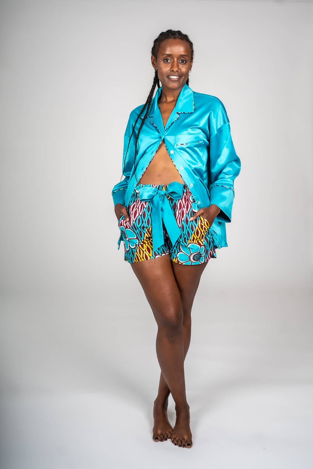 Pyjama – Satin Turquoise Women's Fashion Cassare